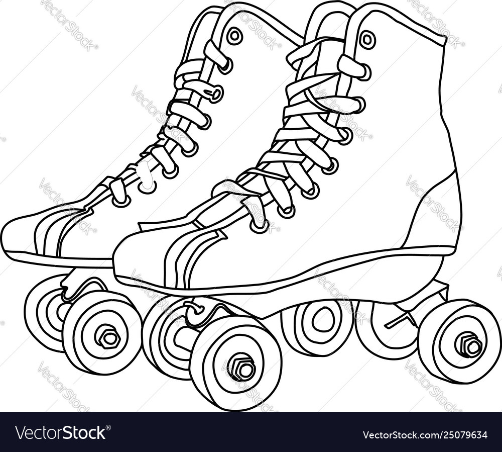 Roller skates line drawing Royalty Free Vector Image