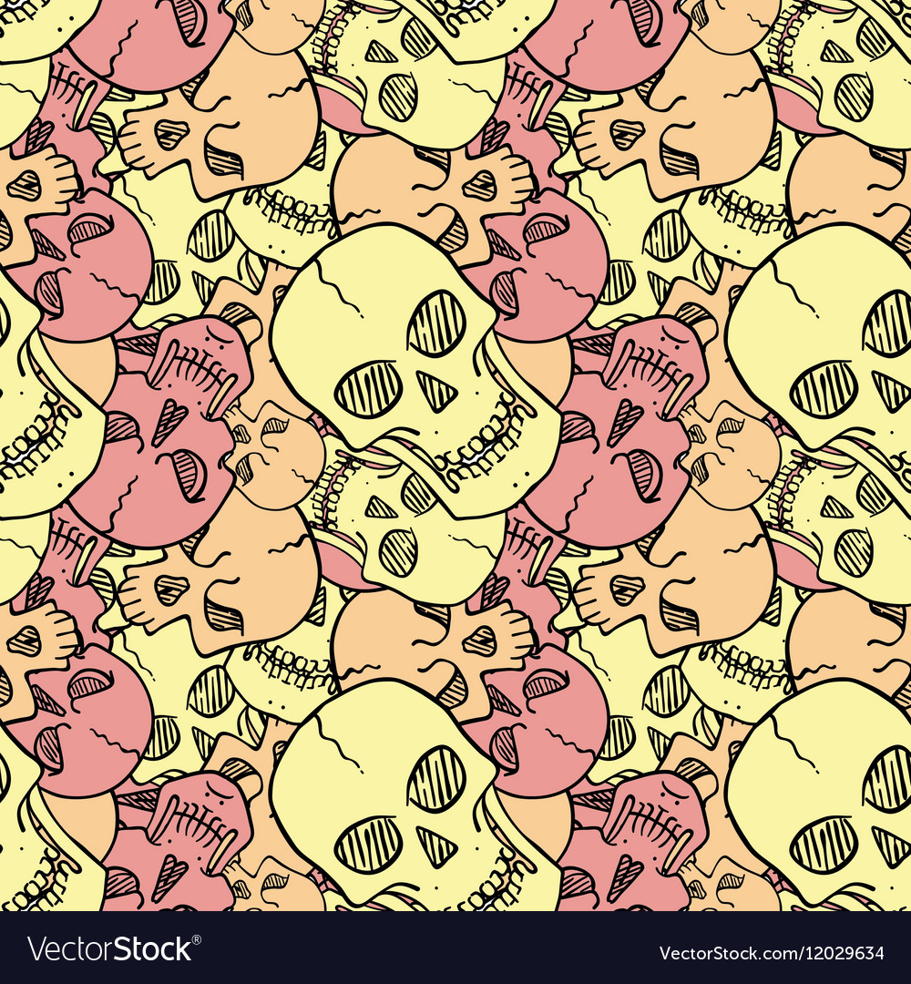 Seamless pattern with random skulls