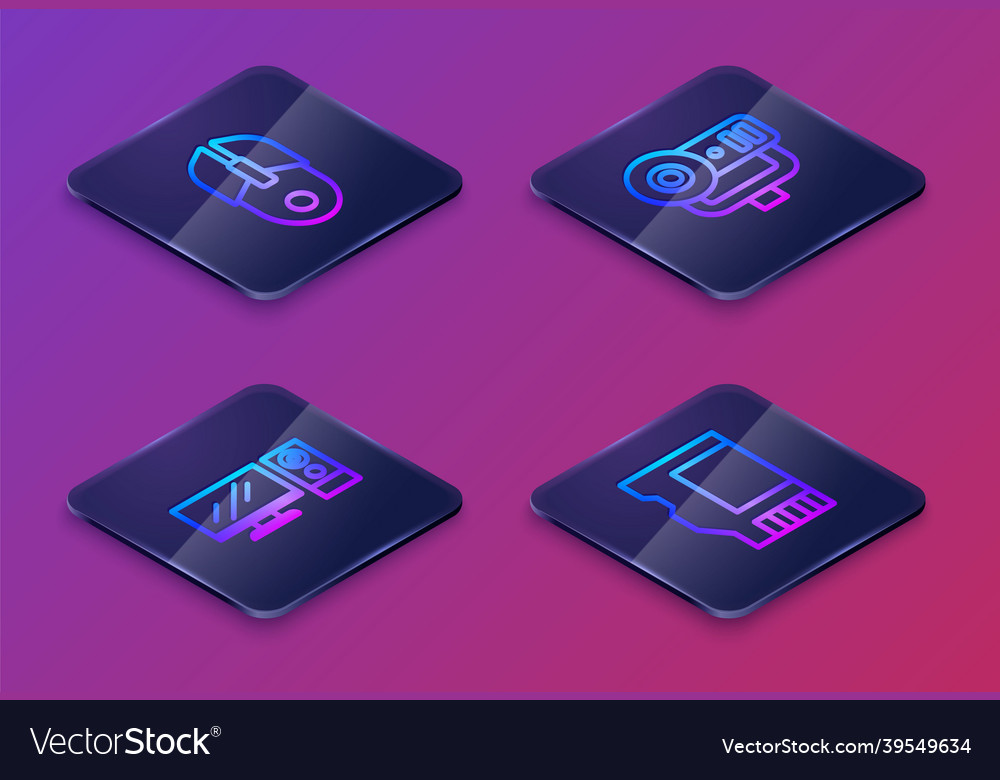 Set isometric line computer mouse monitor web vector image Set isometric line computer mouse monitor web