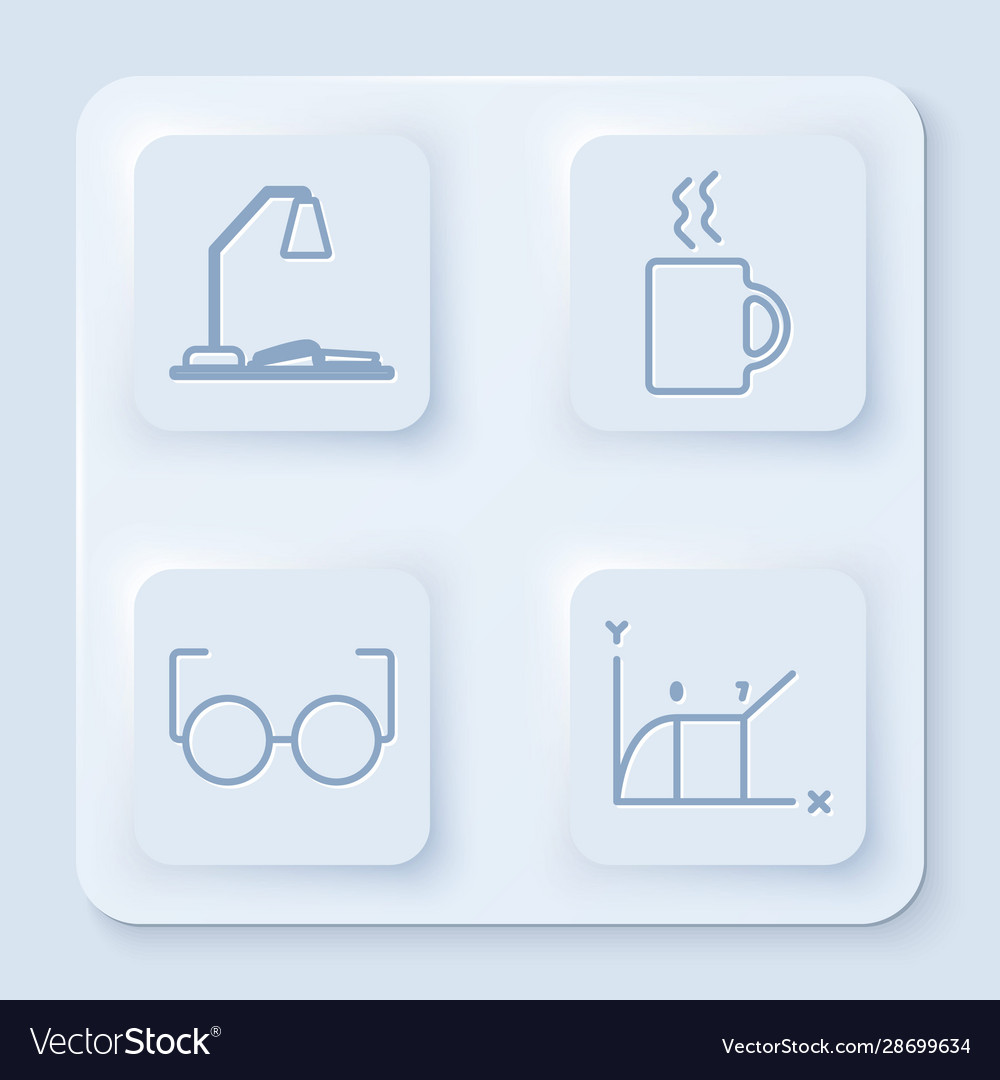 Set line workplace with table lamp and open book vector image Set line workplace with table lamp and open book