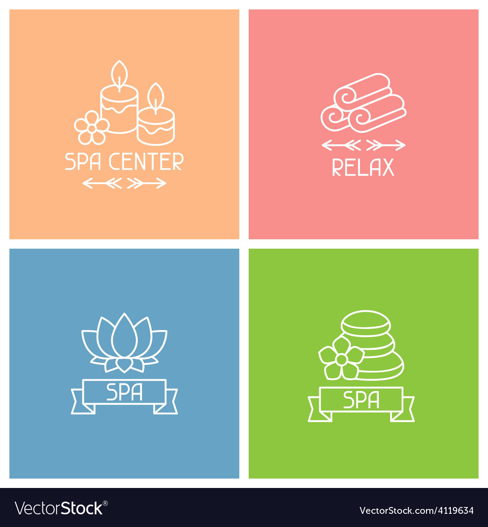 Set of spa labels in linear style