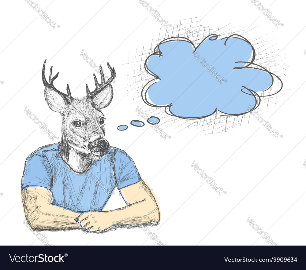 Sketch of hipster deer with a empty speech bubble