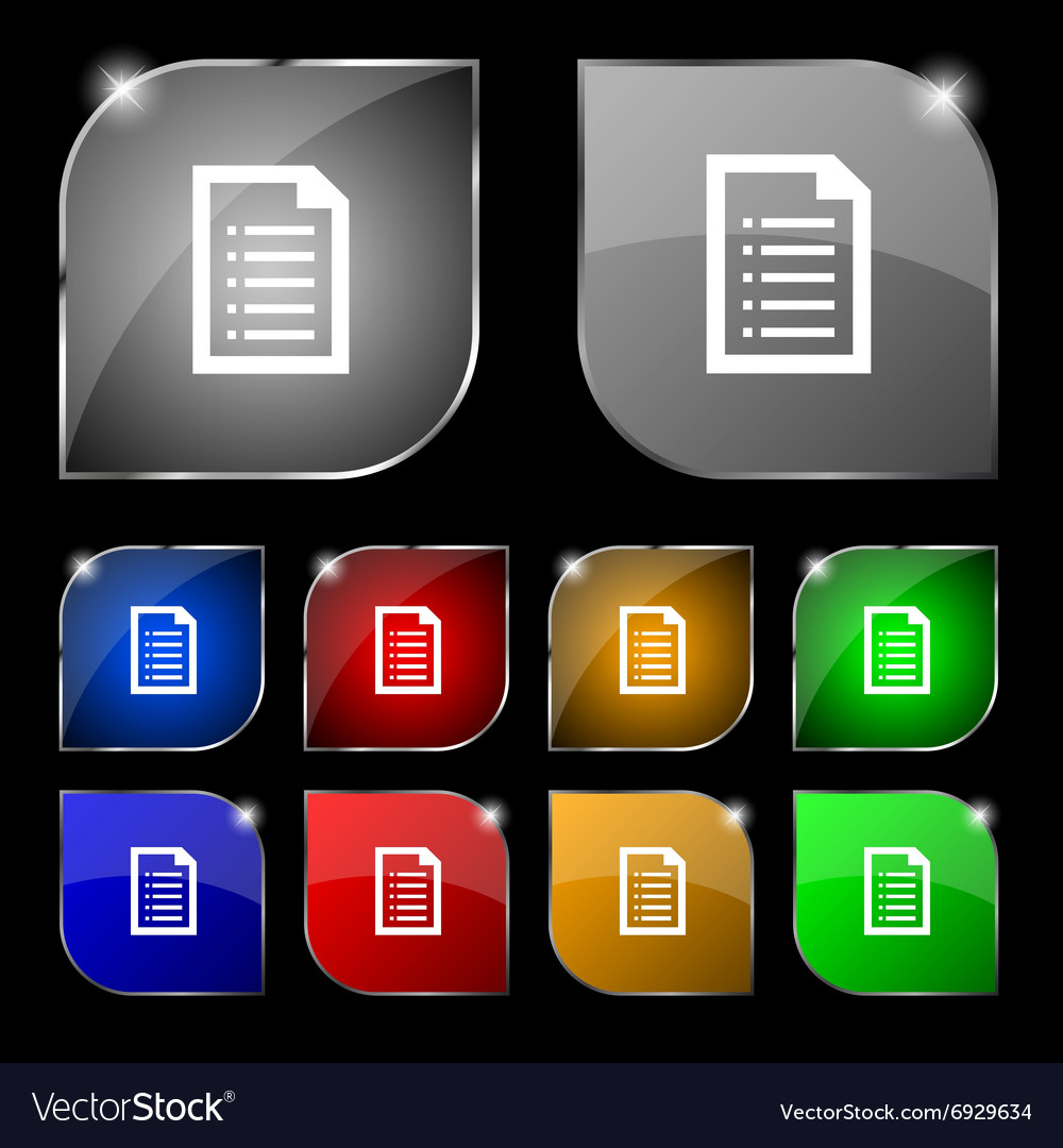 Text file icon sign set of ten colorful buttons