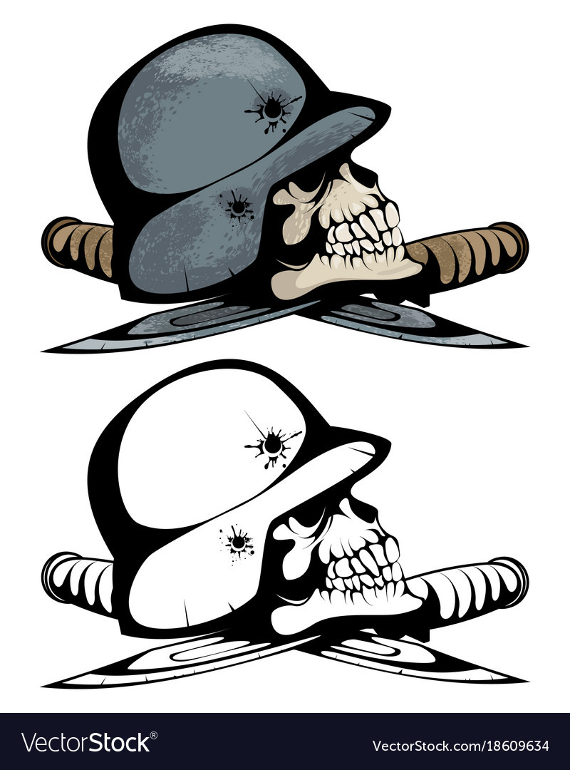 Two Skulls In Military Helmets Royalty Free Vector Image