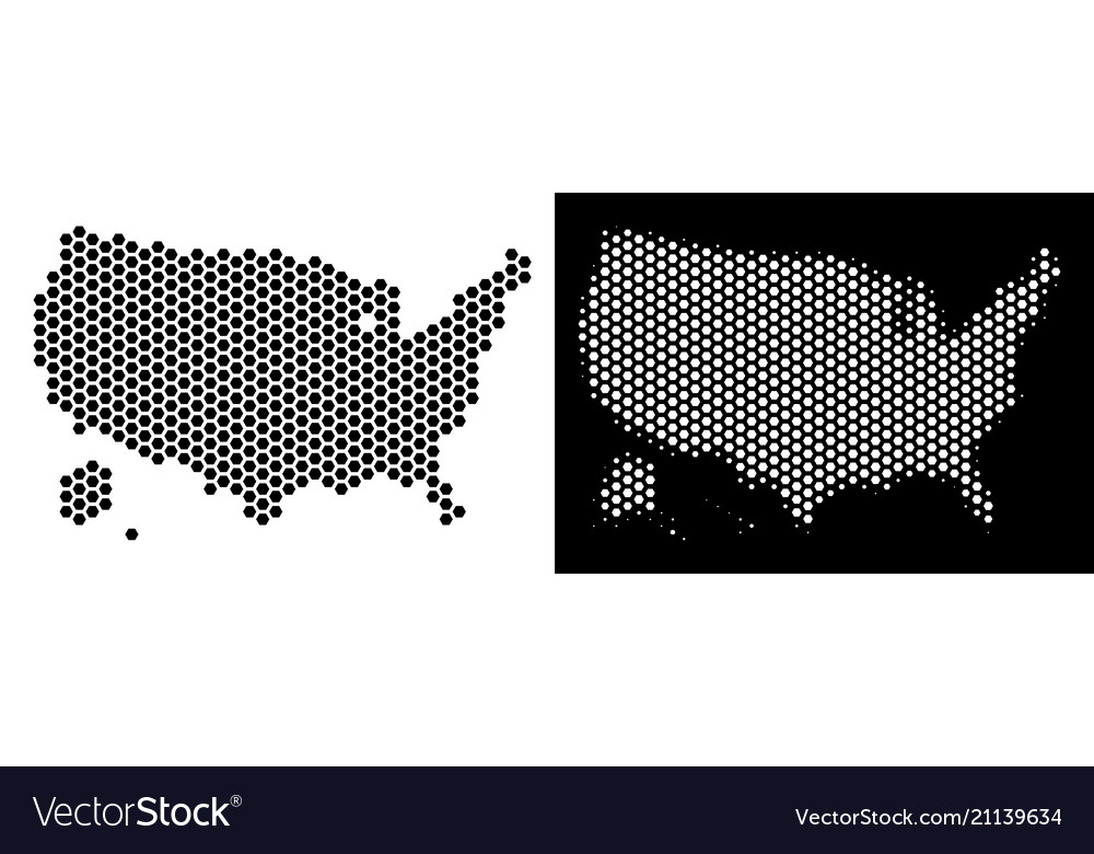 Usa with alaska map hexagonal abstraction vector image Usa with alaska map hexagonal abstraction