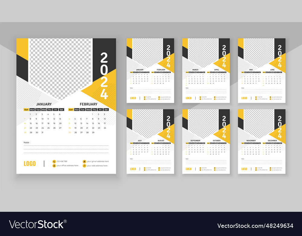 Wall calendar 2024 corporate Royalty Free Vector Image