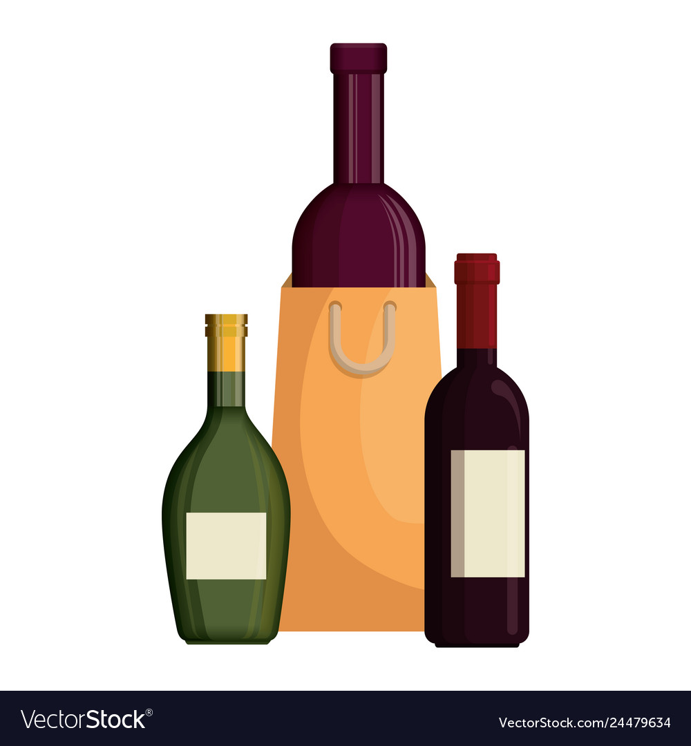 Wine bottles with shopping bag