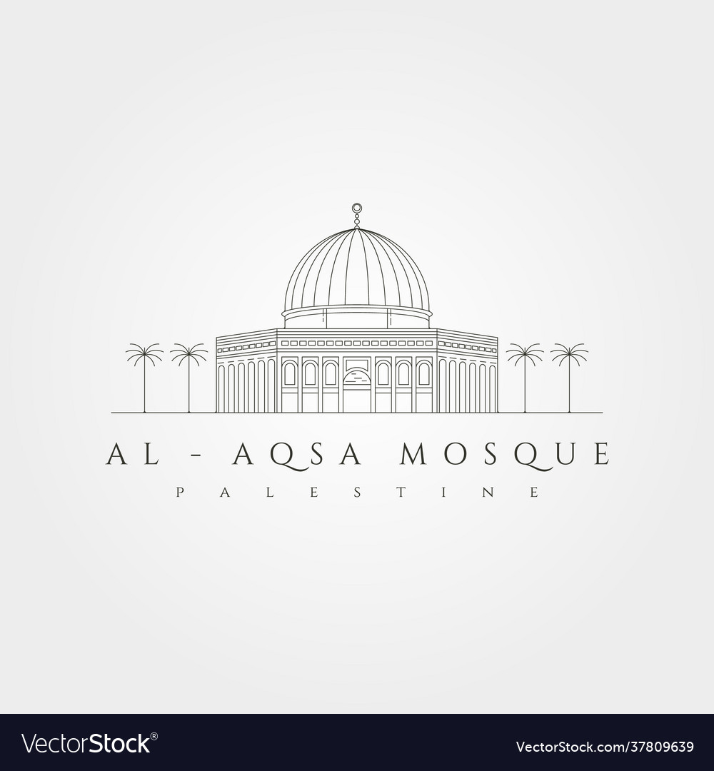 Al aqsa mosque minimal logo symbol design al-isra Vector Image