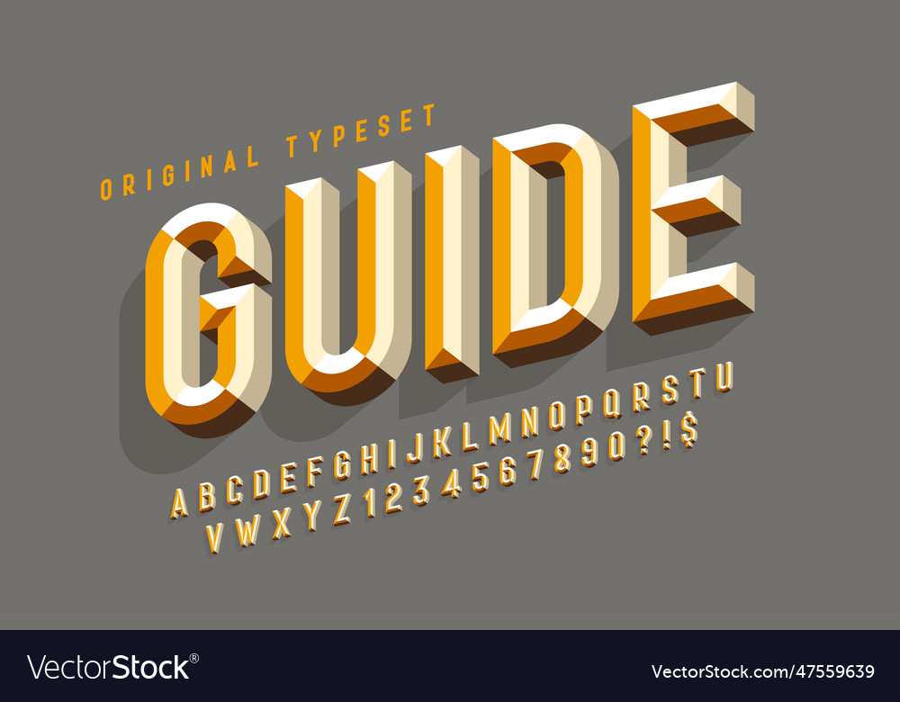 Chisel 3d letters design colorful alphabet Vector Image