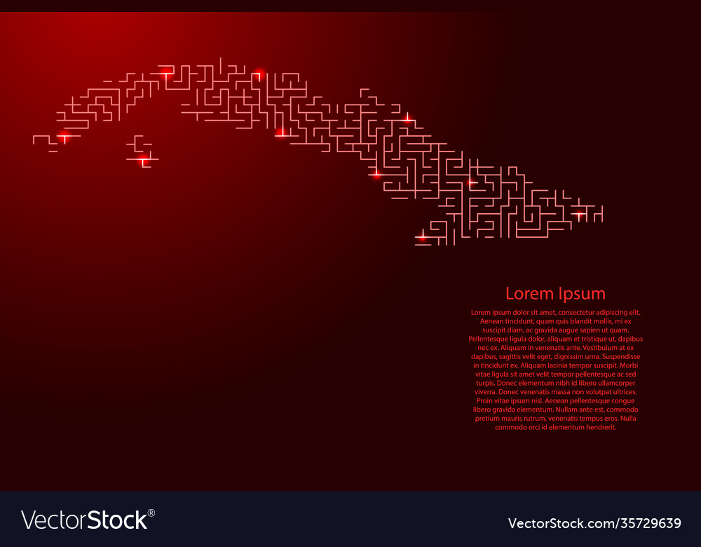 Kuba Karte aus rotem Muster Labyrinthgitter vector image Kuba Karte aus rotem Muster Labyrinthgitter