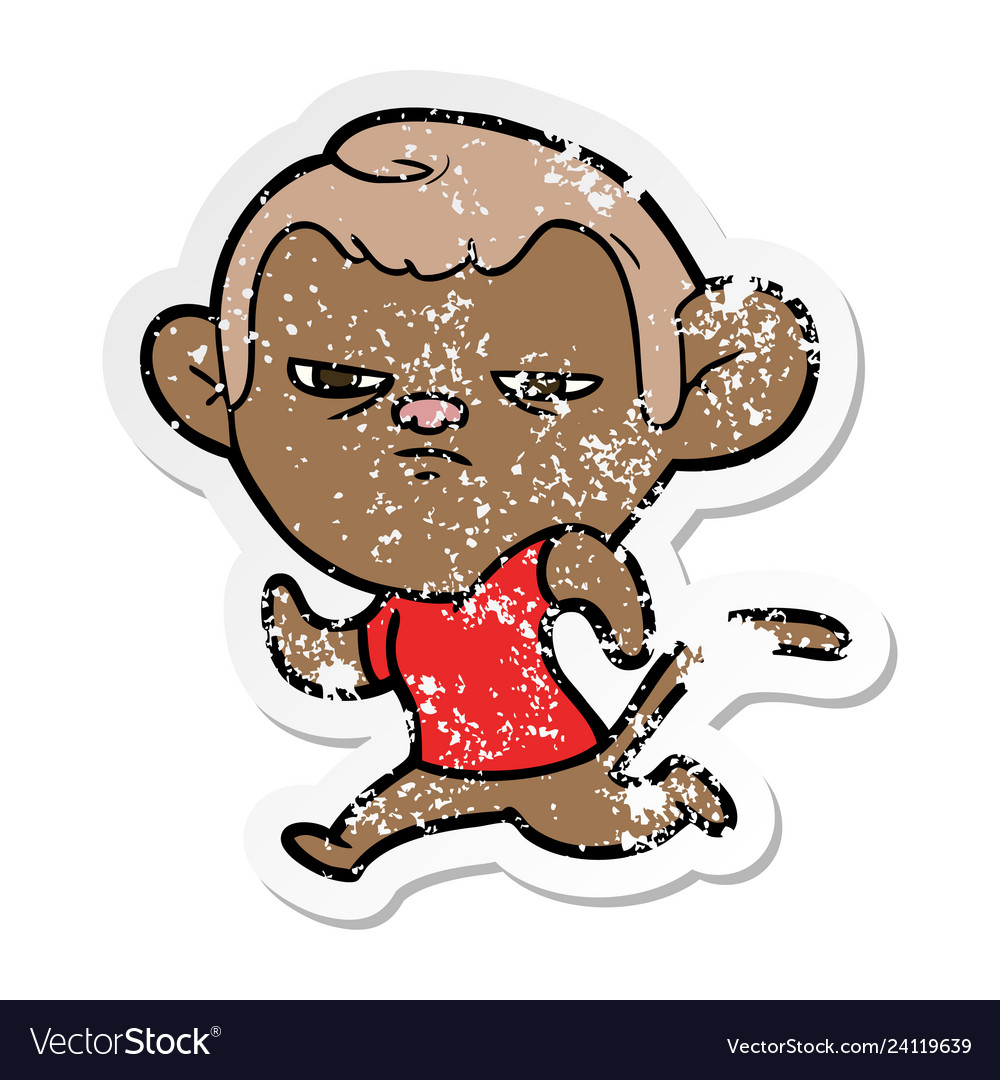 Distressed sticker of a cartoon monkey Royalty Free Vector