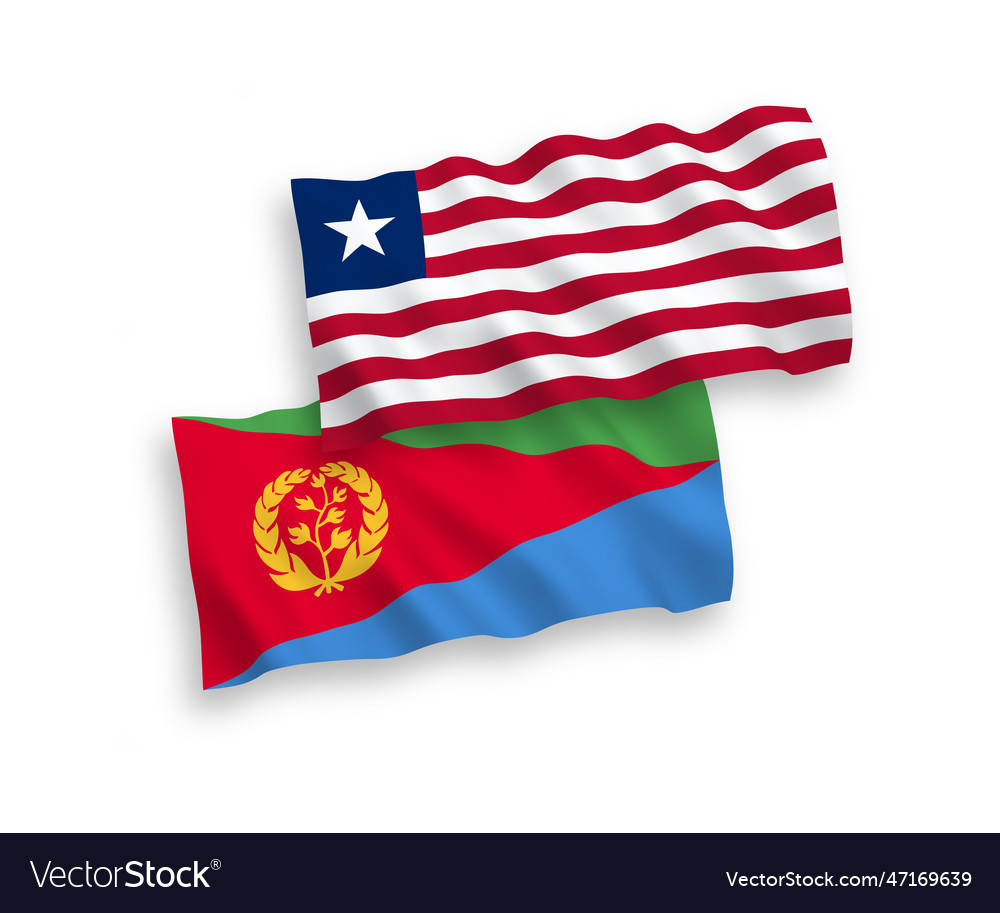Flags of eritrea and liberia on a white background
