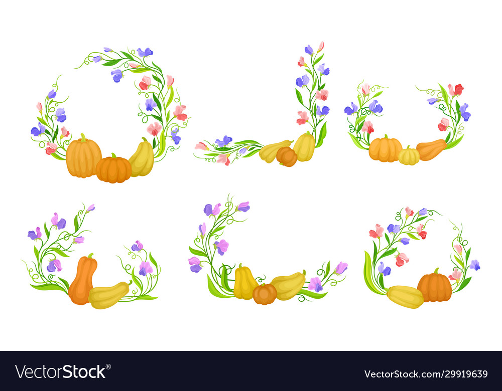 Frame ornaments with pumpkin and winding branches