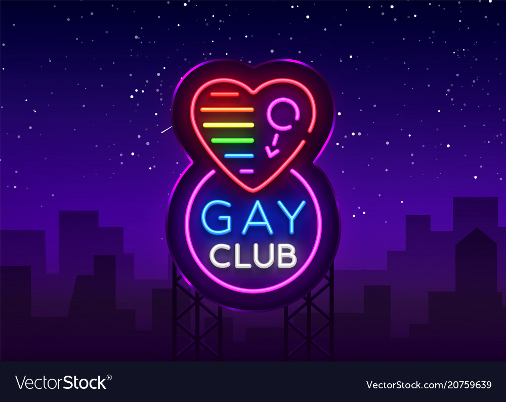 Gay club neon sign logo in style light