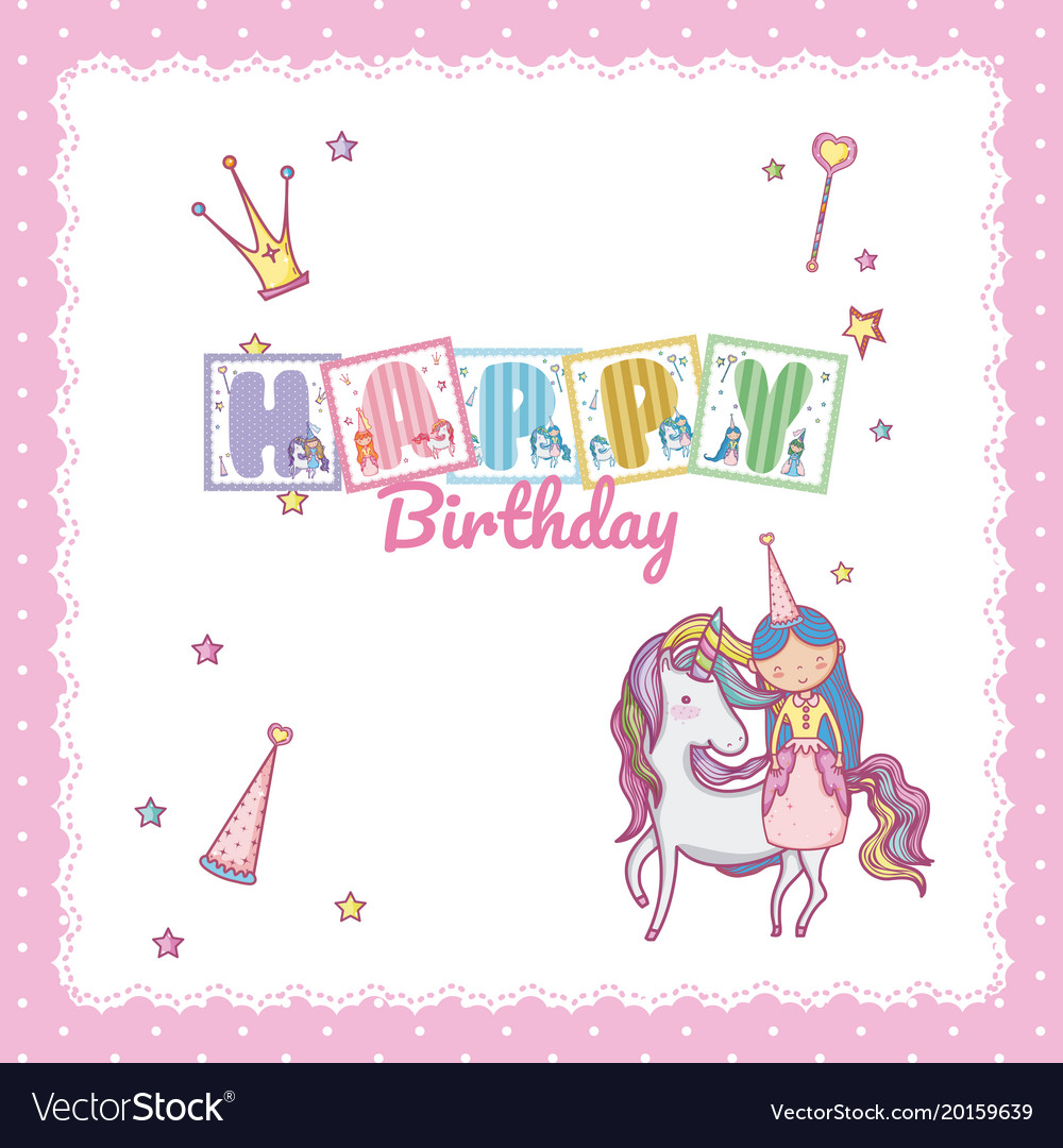 Happy birthday card for little girl Royalty Free Vector