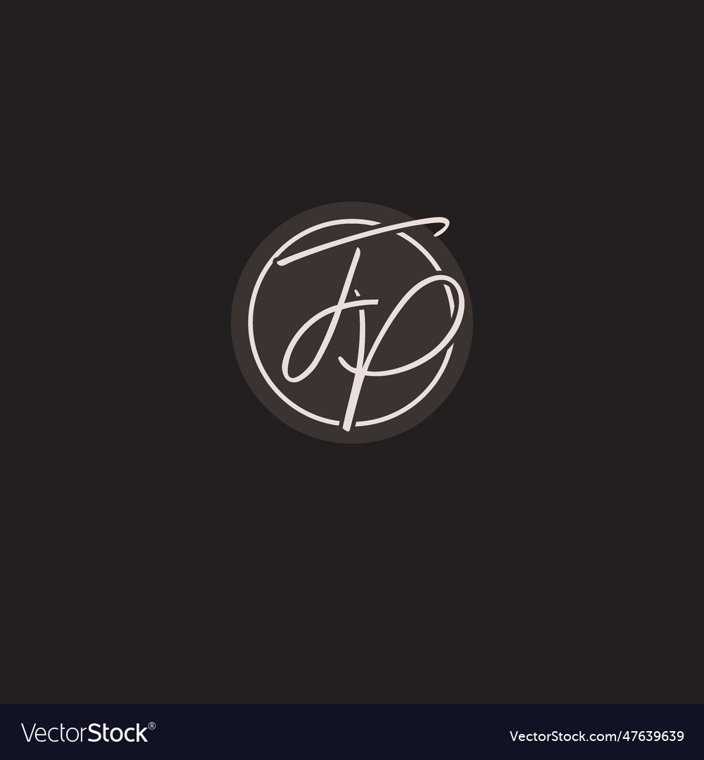 Initials fp logo monogram with simple circle line