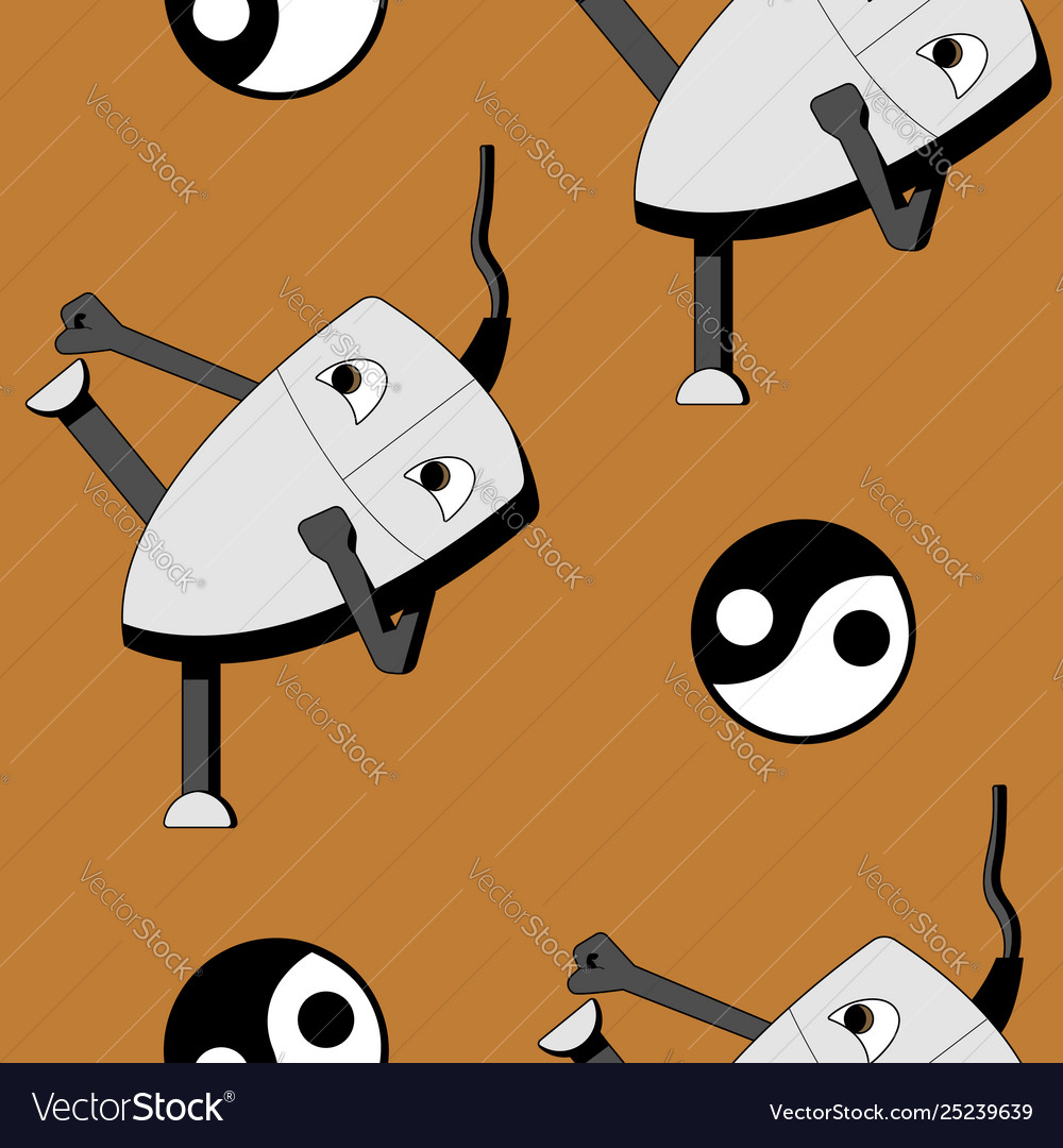 Kung fu computer mouse seamless pattern vector image Kung fu computer mouse seamless pattern