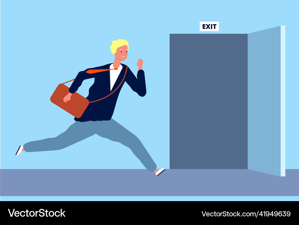 Male run to exit businessman fast moving Vector Image