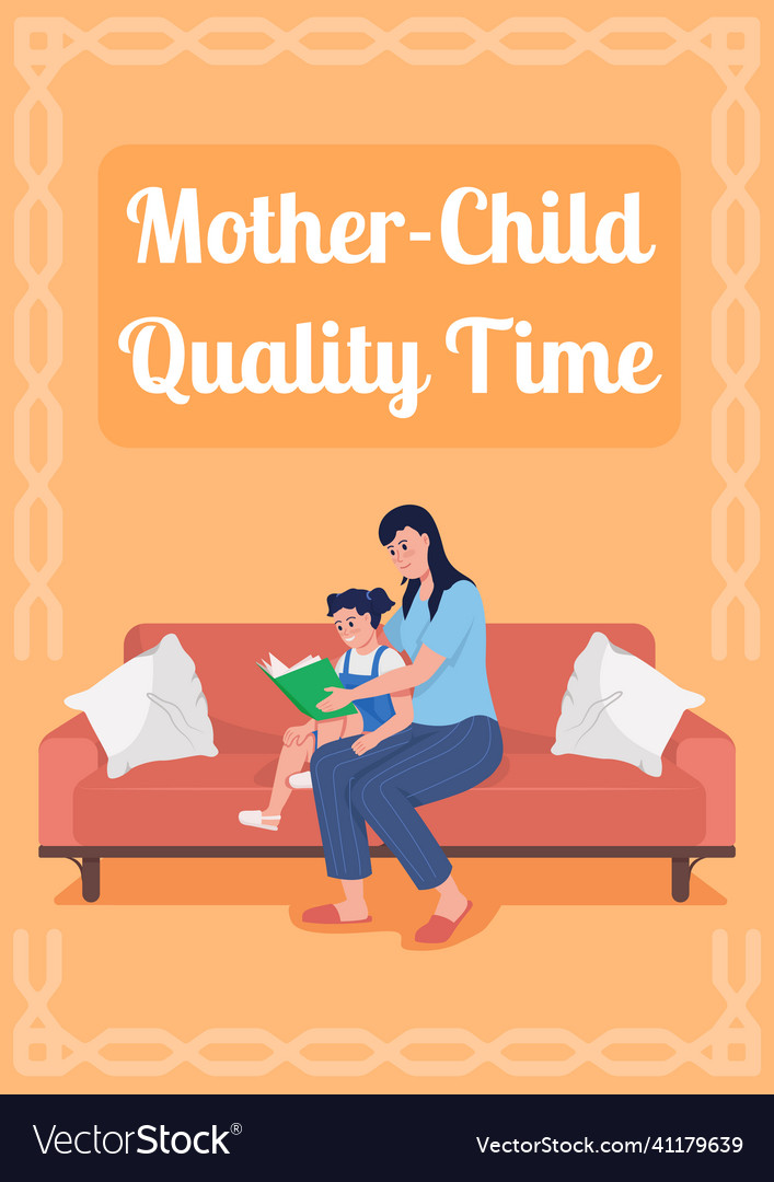 Mother child quality time poster flat template