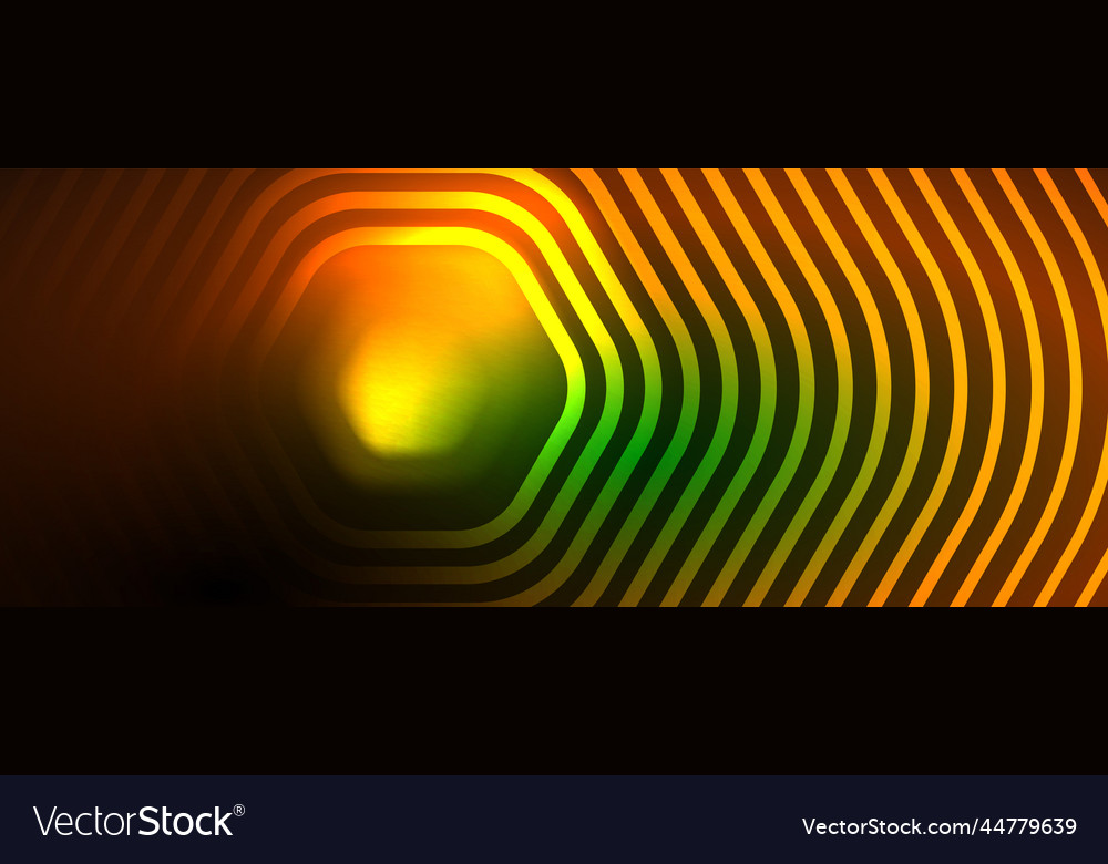 Neon shiny hexagons abstract background