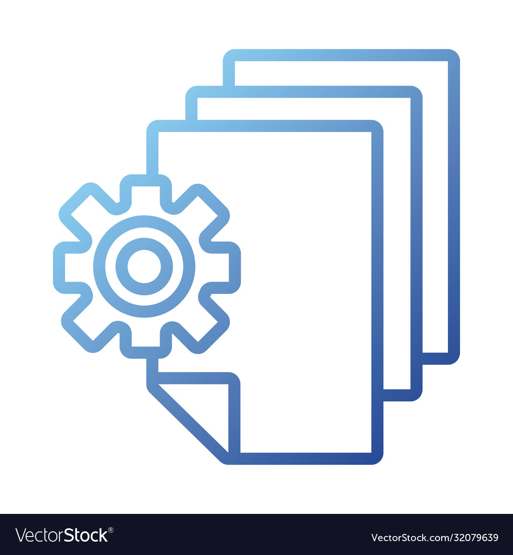 Papers documents with gear gradient style icon