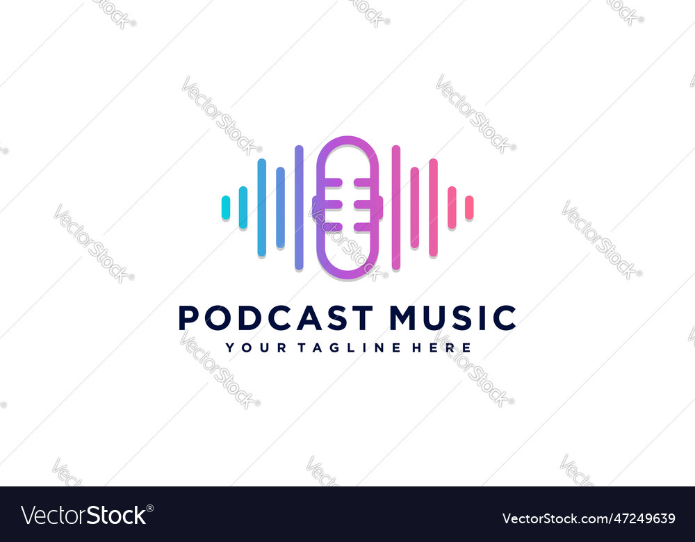 Podcast music logo and business card design music Vector Image