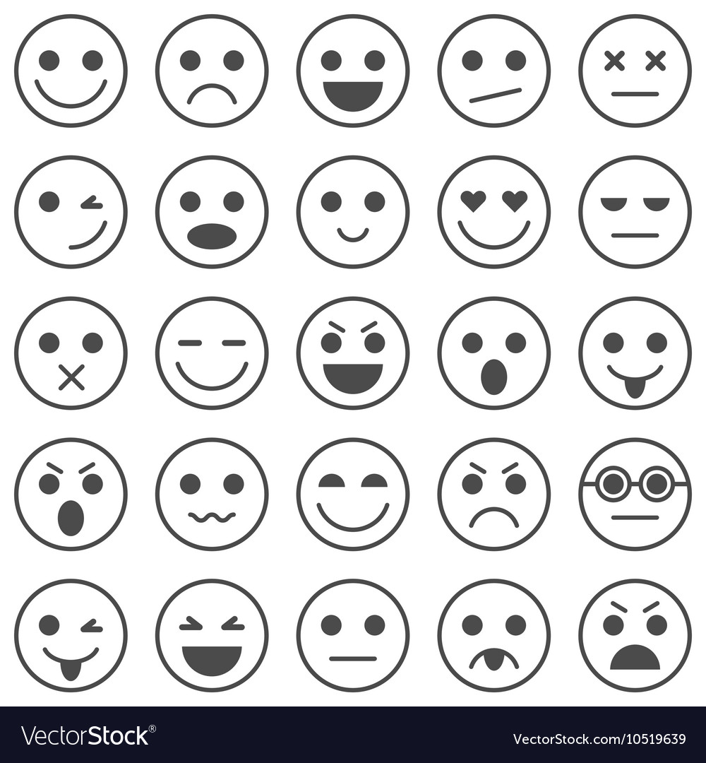 Download Set of Emoticons Set of Emoji Royalty Free Vector Image