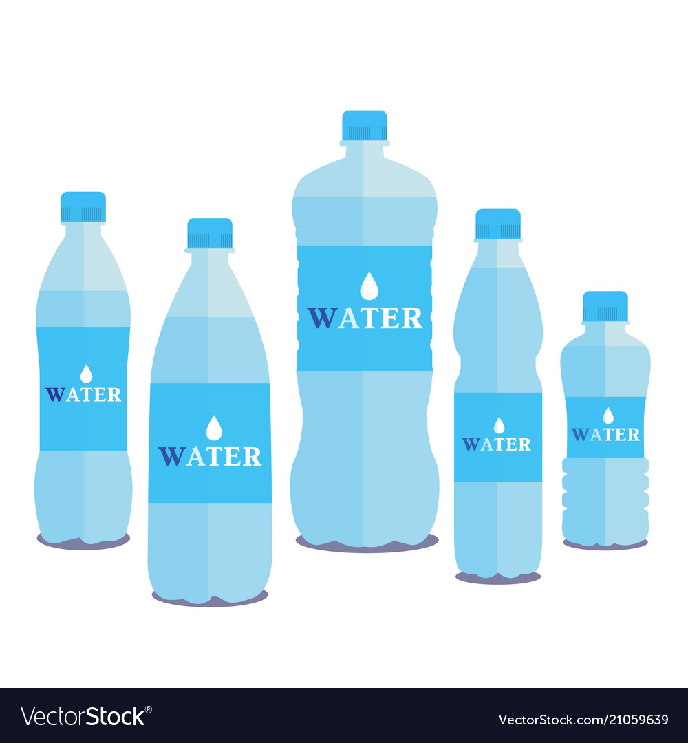 Set of five bottles of pure water Royalty Free Vector Image