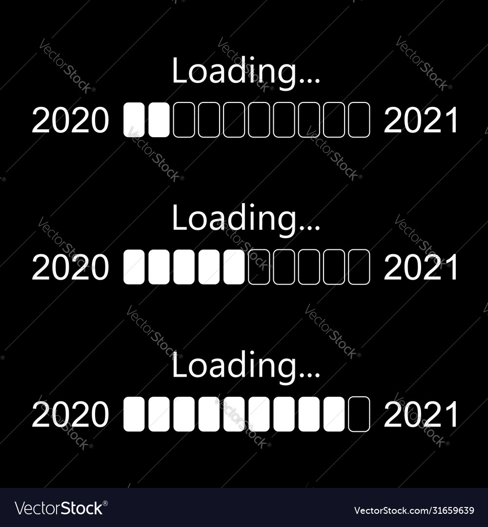 Set progress bar showing loading 2021 vector image Set progress bar showing loading 2021
