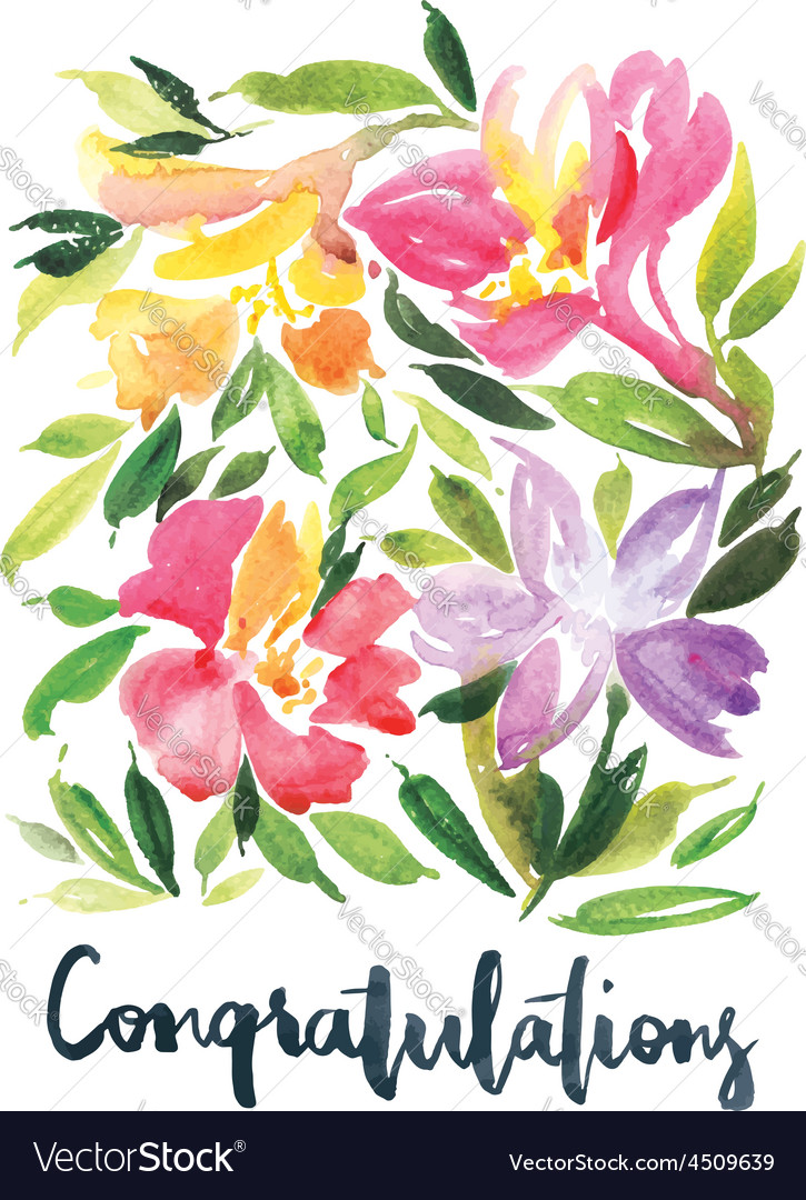 Watercolor greeting card Royalty Free Vector Image