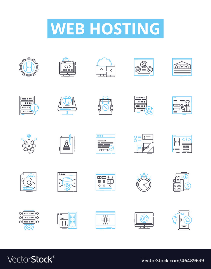 Web hosting line icons set