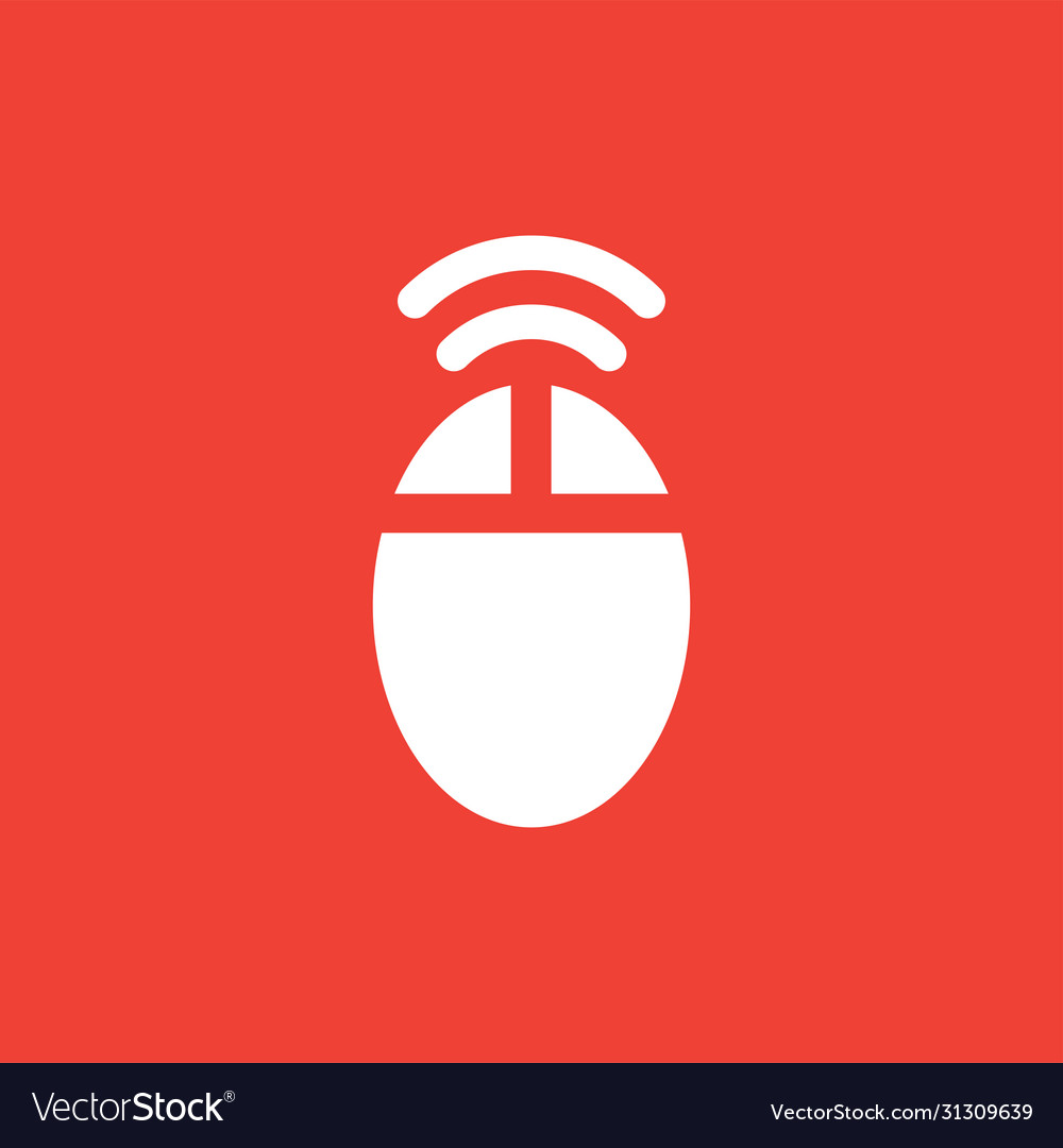 Wifi mouse icon on red background flat style
