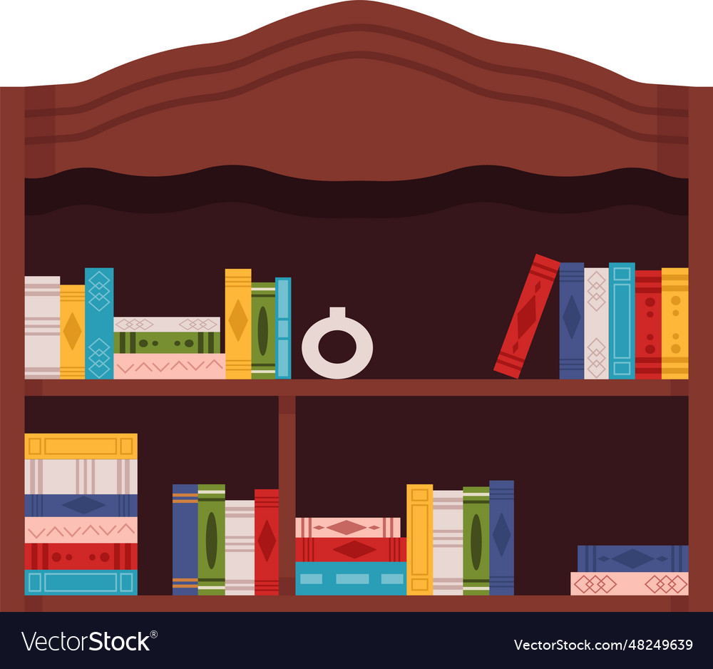 Wooden bookcase with books Royalty Free Vector Image