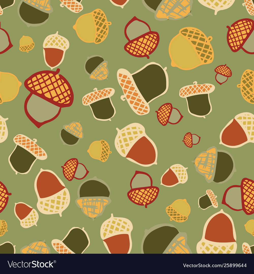Acorn woodland seamless repeat pattern design vector image Acorn woodland seamless repeat pattern design
