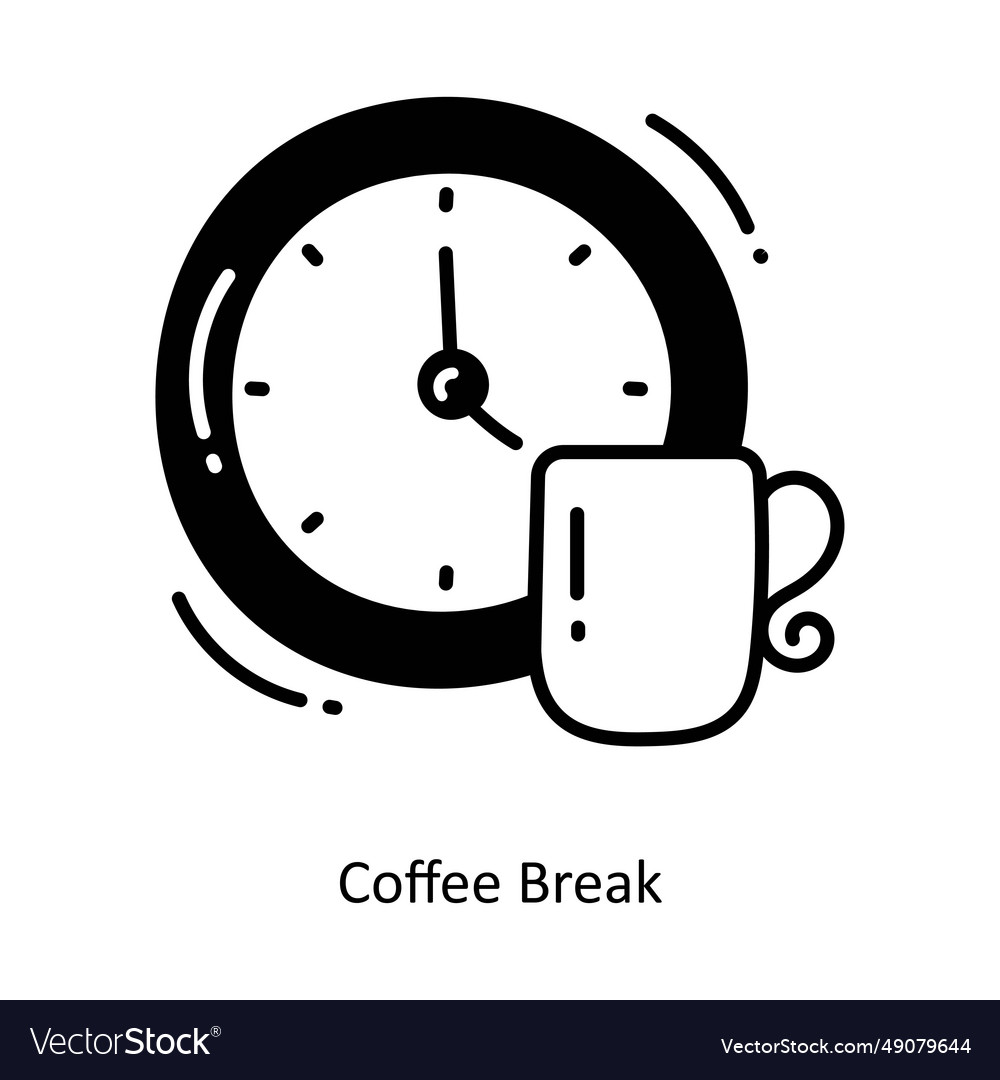 Coffee break doodle semi solid icon design il