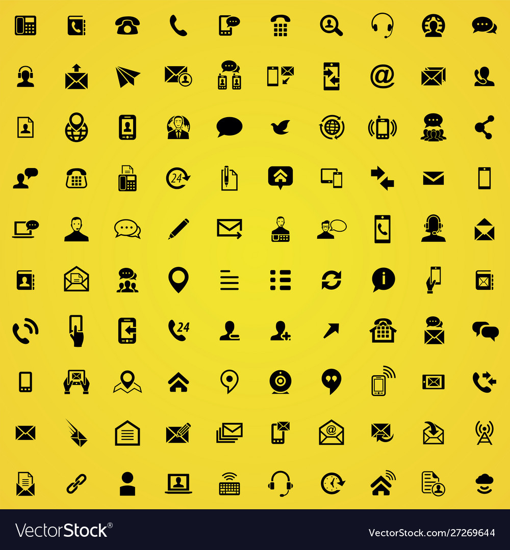 Contact us 100 icons universal set for web and ui