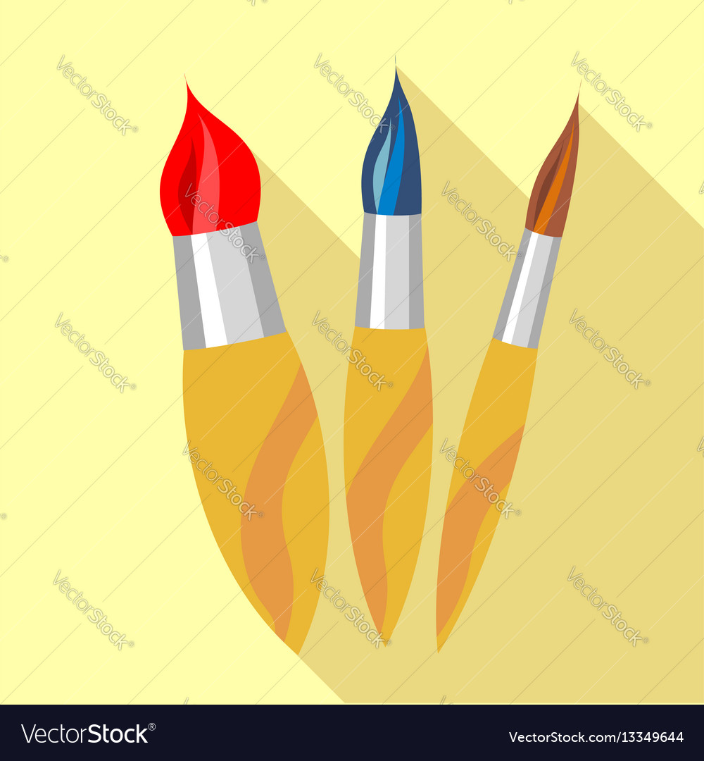 Drawing brushes icon flat style Royalty Free Vector Image