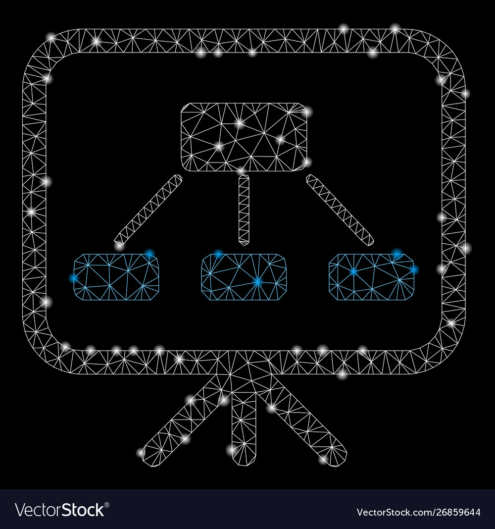 Flare mesh wire frame scheme demonstration screen vector image Flare mesh wire frame scheme demonstration screen