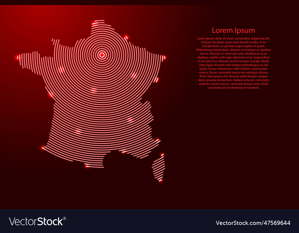 Frankreich Karte von futuristischen konzentrischen roten Kreisen vector image Frankreich Karte von futuristischen konzentrischen roten Kreisen