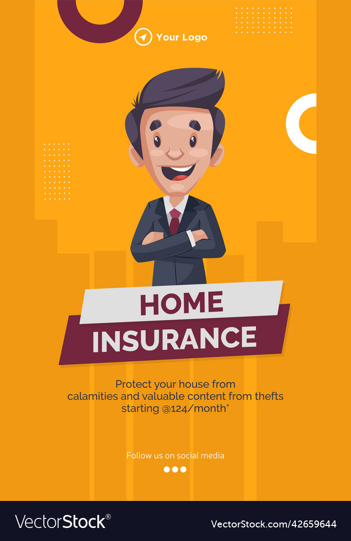 Home insurance portrait template design Royalty Free Vector