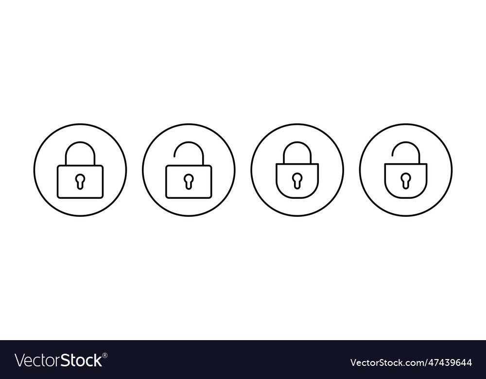 Lock icon set padlock encryption vector image Lock icon set padlock encryption