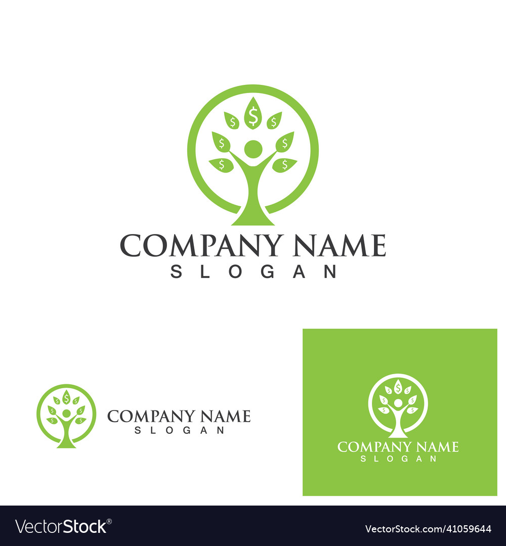 Logos of green tree leaf ecology Royalty Free Vector Image