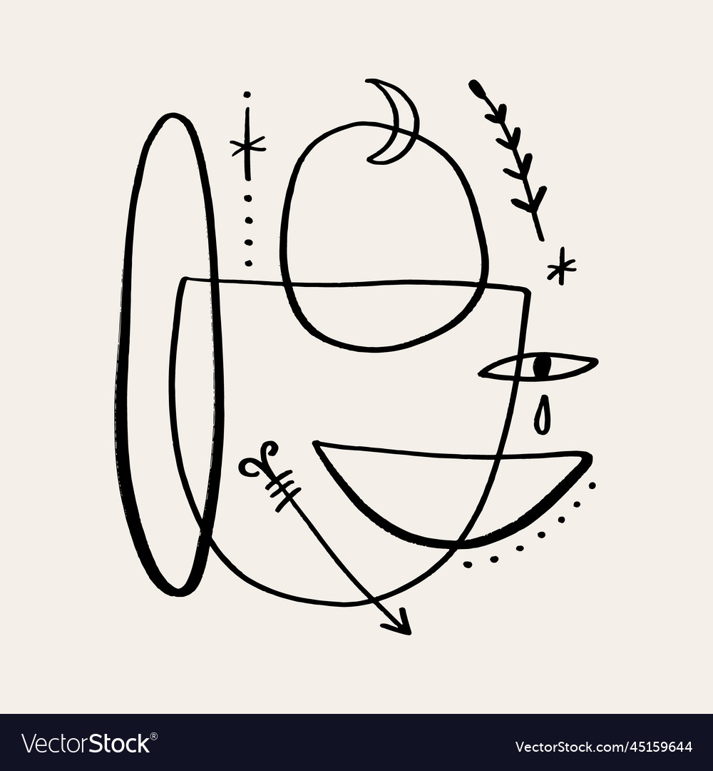 Monochrome Mondlinie Abstraktion Boho modern vector image Monochrome Mondlinie Abstraktion Boho modern