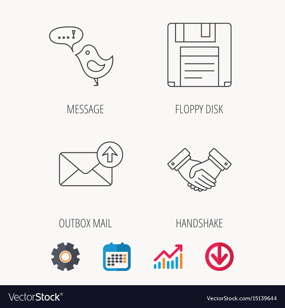 Outbox mail message and handshake icons