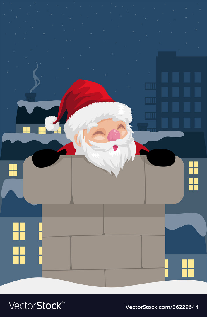 Santa claus coming out from chimney