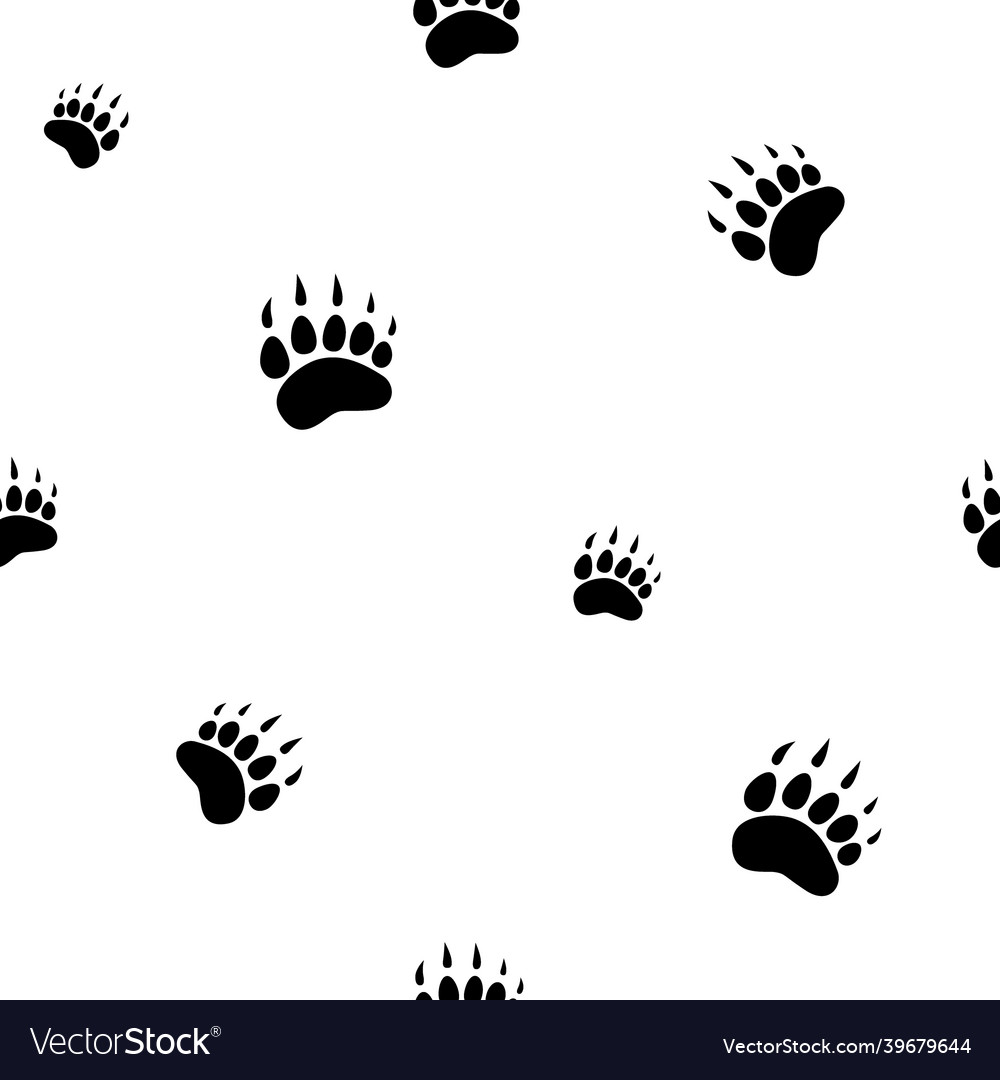 Seamless pattern with black bear trace Royalty Free Vector