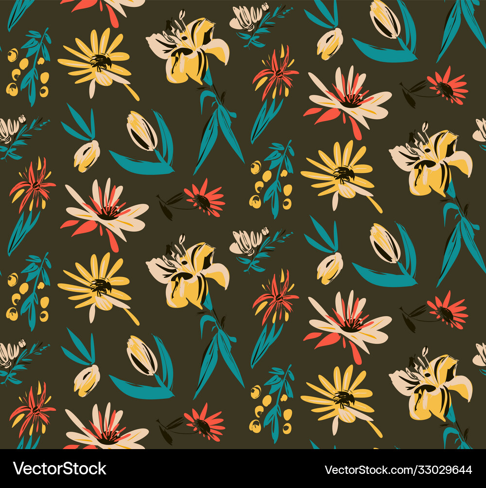 Seamless pattern with flowers Royalty Free Vector Image