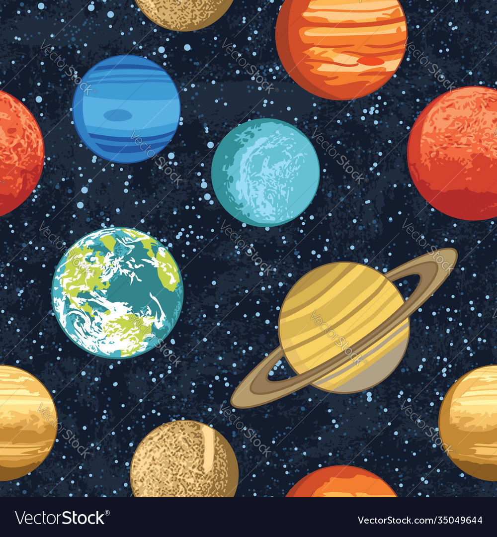 Seamless pattern with solar system planets Vector Image