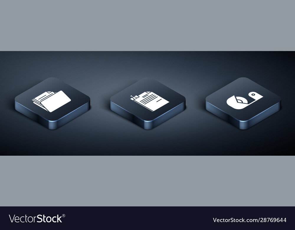 Set isometric document folder scotch and file Vector Image Set isometric document folder scotch and file
