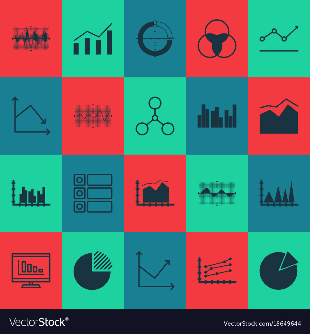 Set of graphs diagrams and statistics icons
